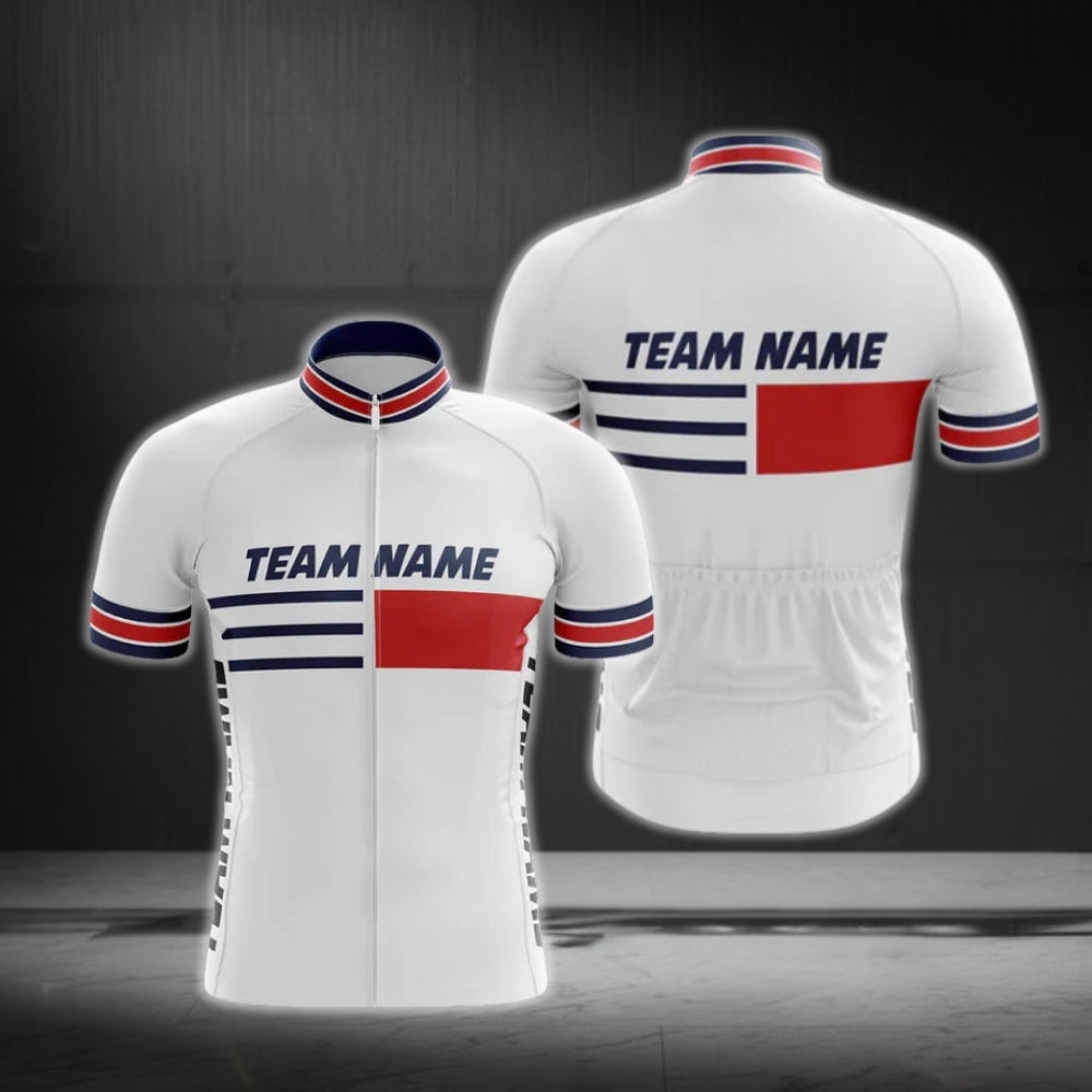 Custom Team White And Red Short Sleeve Cycling Jersey For Men, Custom Cycling Jerseys For Team CG0510