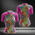 Women's Pink Mandala Cycling Short Sleeve Jersey, Mandala Cycling Jersey For Ladies CG0286