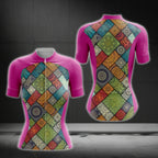 Women's Pink Mandala Cycling Short Sleeve Jersey, Mandala Cycling Jersey For Ladies CG0286