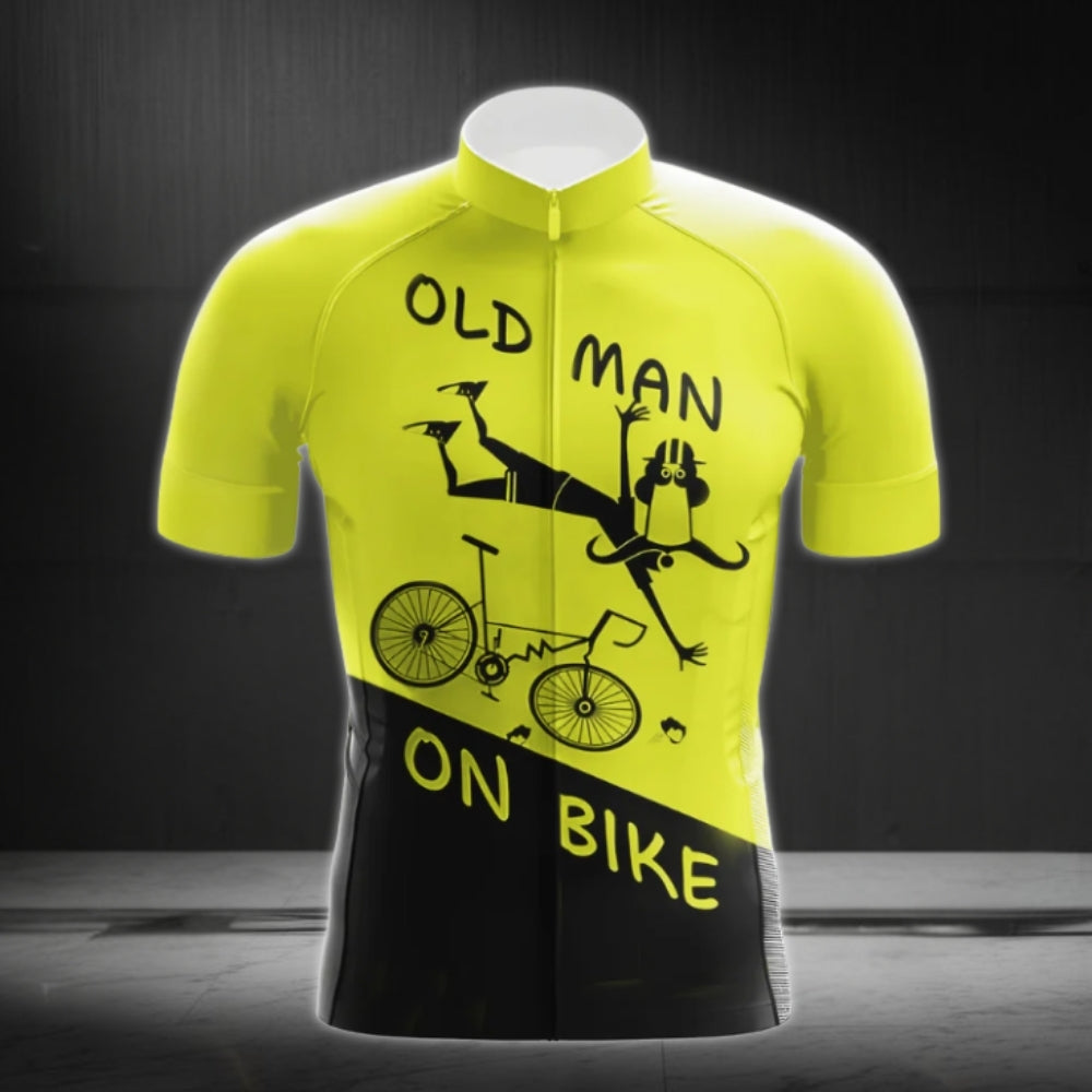 Old Man On Bike Short Sleeve Cycling Jersey For Mens, Funny Cycling Jerseys CE0011