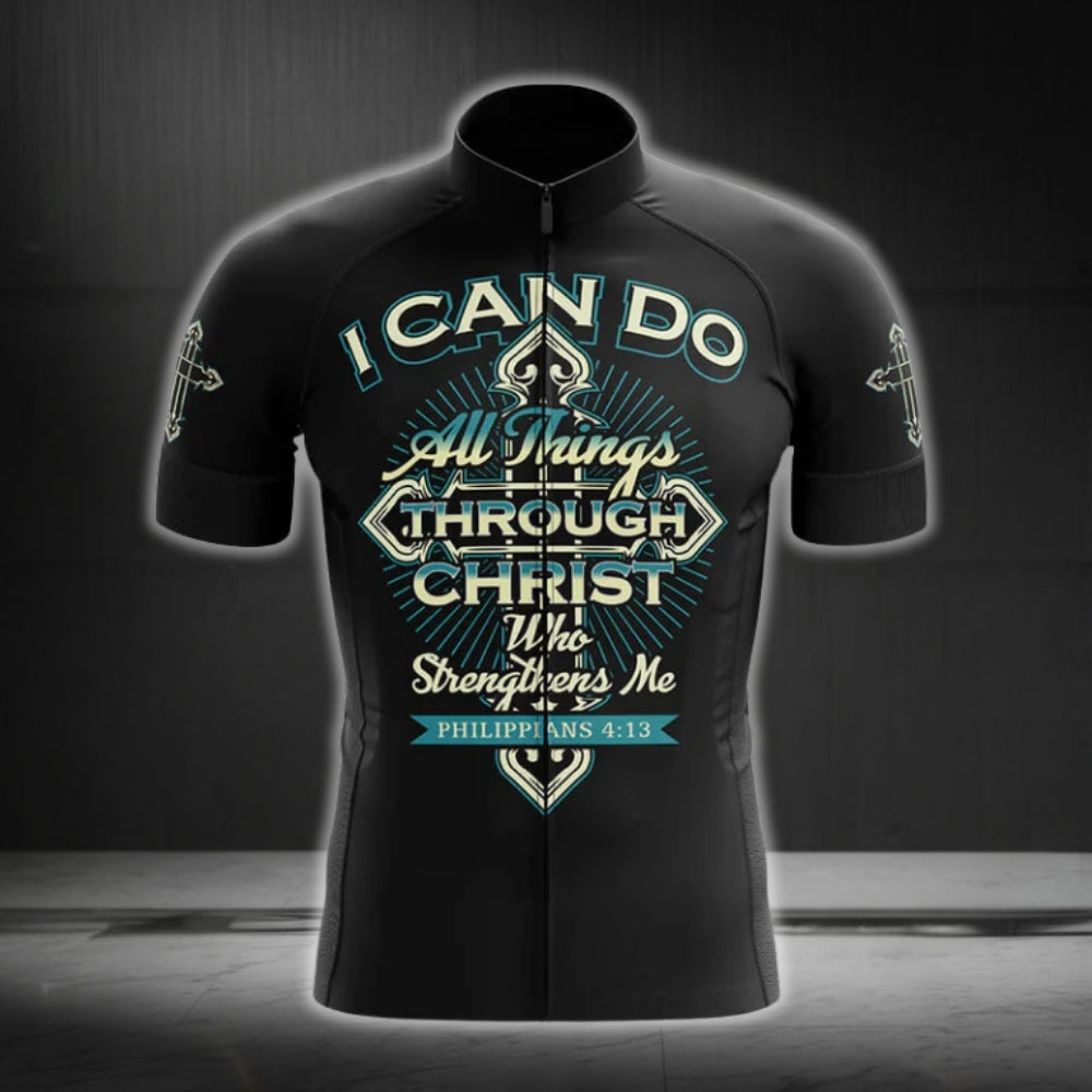 I Can Do All Things Through Christ Who Strengthens Me Cycling Short Sleeve Jersey For Men, Christian Cycling Jerseys CG0160