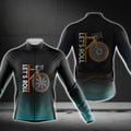 Let's Roll Long Sleeve Men's Cycling Jersey, Black And Cyan Cycling Jerseys CG0728