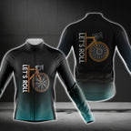 Let's Roll Long Sleeve Men's Cycling Jersey, Black And Cyan Cycling Jerseys CG0728