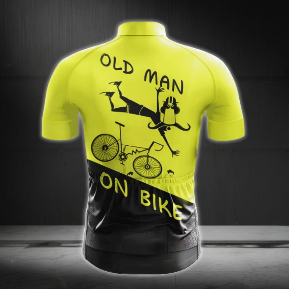 Old Man On Bike Short Sleeve Cycling Jersey For Mens, Funny Cycling Jerseys CE0011