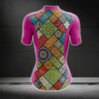 Women's Pink Mandala Cycling Short Sleeve Jersey, Mandala Cycling Jersey For Ladies CG0286