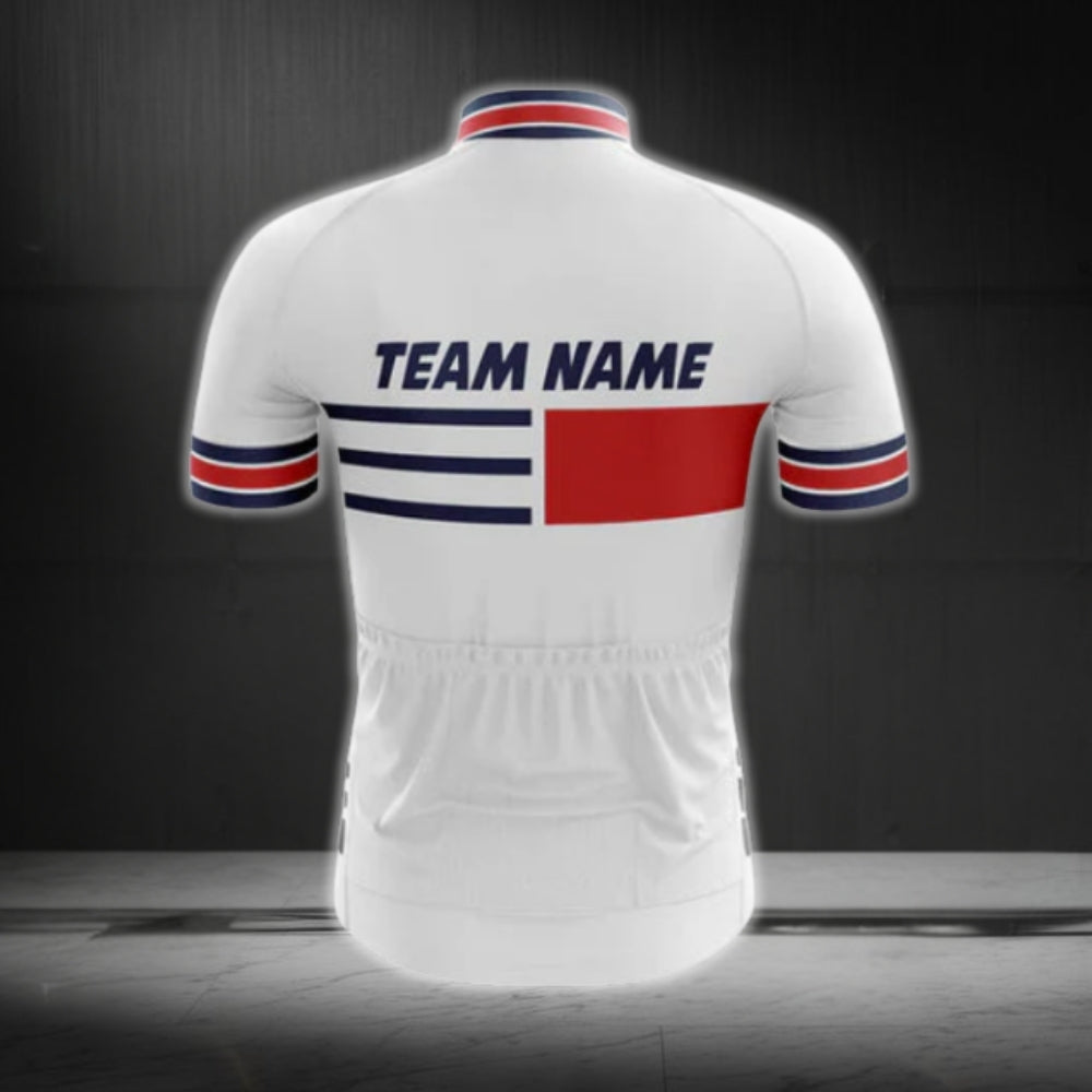 Custom Team White And Red Short Sleeve Cycling Jersey For Men, Custom Cycling Jerseys For Team CG0510