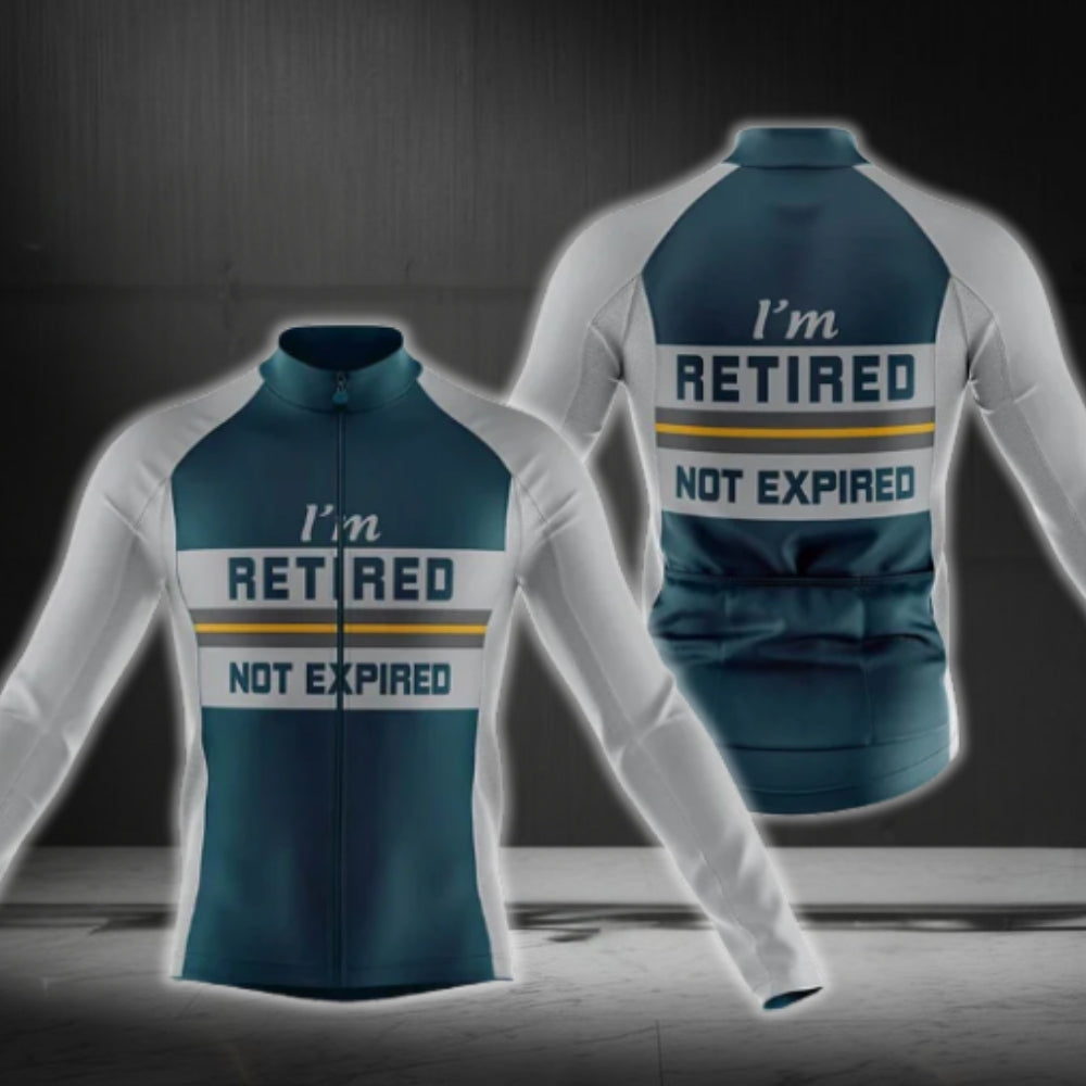 I'm Retired Not Expired Long Sleeve Cycling Jersey Mens, Funny Retrirement Cycling Jerseys CG0715