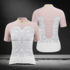 Women's Wedding Bride Dress Cycling Short Sleeve Jersey, White And Pink Bride Cycling Jerseys CG0802