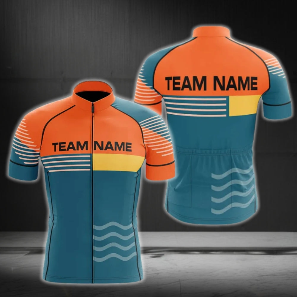 Orange And Blue Custom Cycling Men's Short Sleeve Jersey, Custom Cycling Jerseys For Mens CG0085