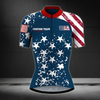 Custom Grunge USA Flag Cycling Jersey Short Sleeve For Womens, Custom Patriotic Cycling Jersey For Ladies CZ0056