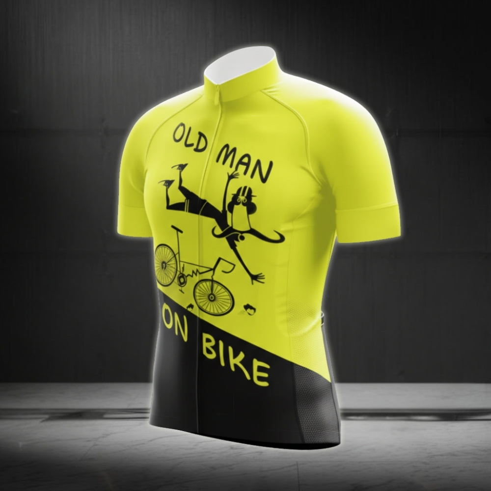 Old Man On Bike Short Sleeve Cycling Jersey For Mens, Funny Cycling Jerseys CE0011
