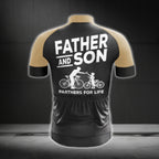 Father And Son Riding Partners For Life Short Sleeve Cycling Jersey For Men, Dad Cycling Jerseys For Father Day CG0386