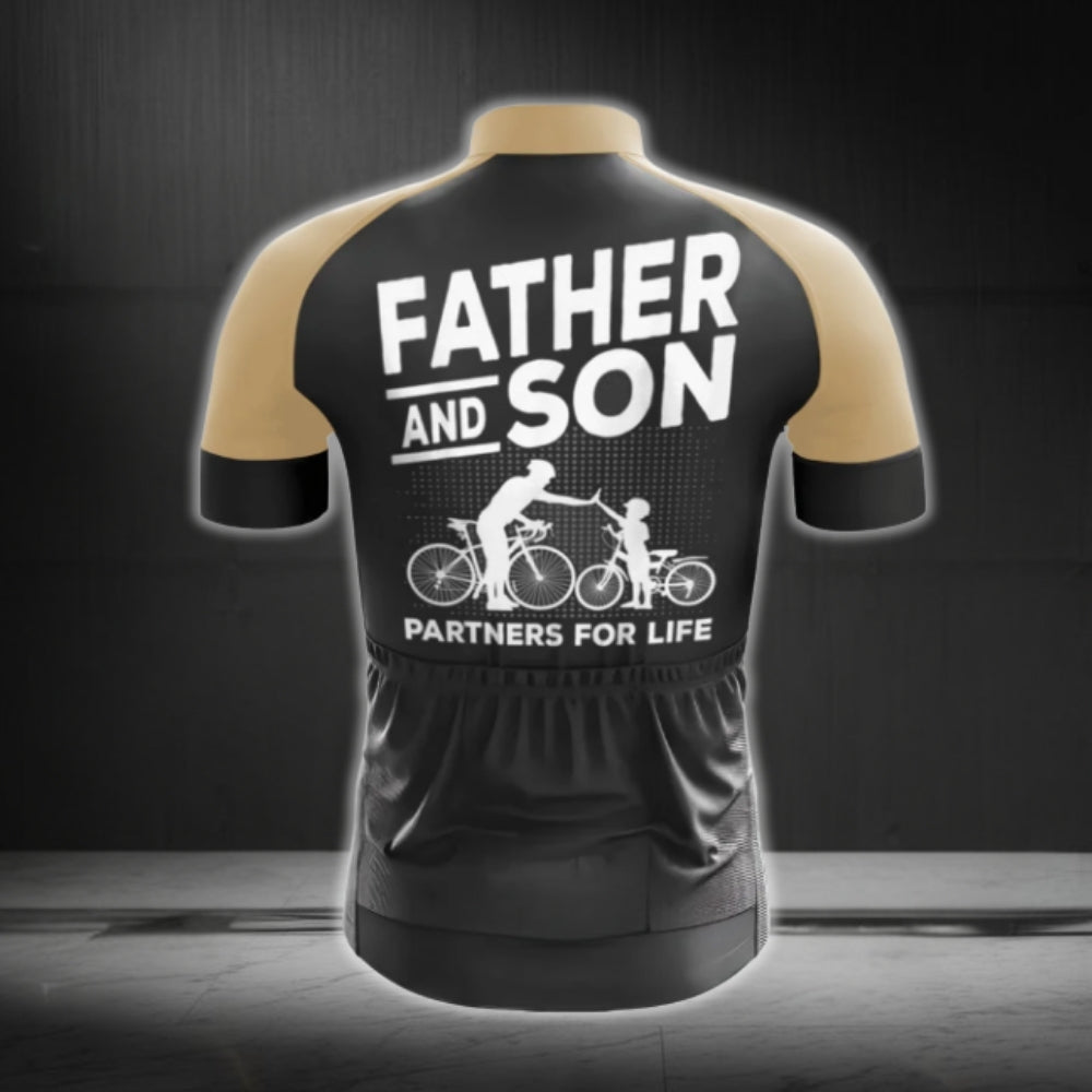 Father And Son Riding Partners For Life Short Sleeve Cycling Jersey For Men, Dad Cycling Jerseys For Father Day CG0386