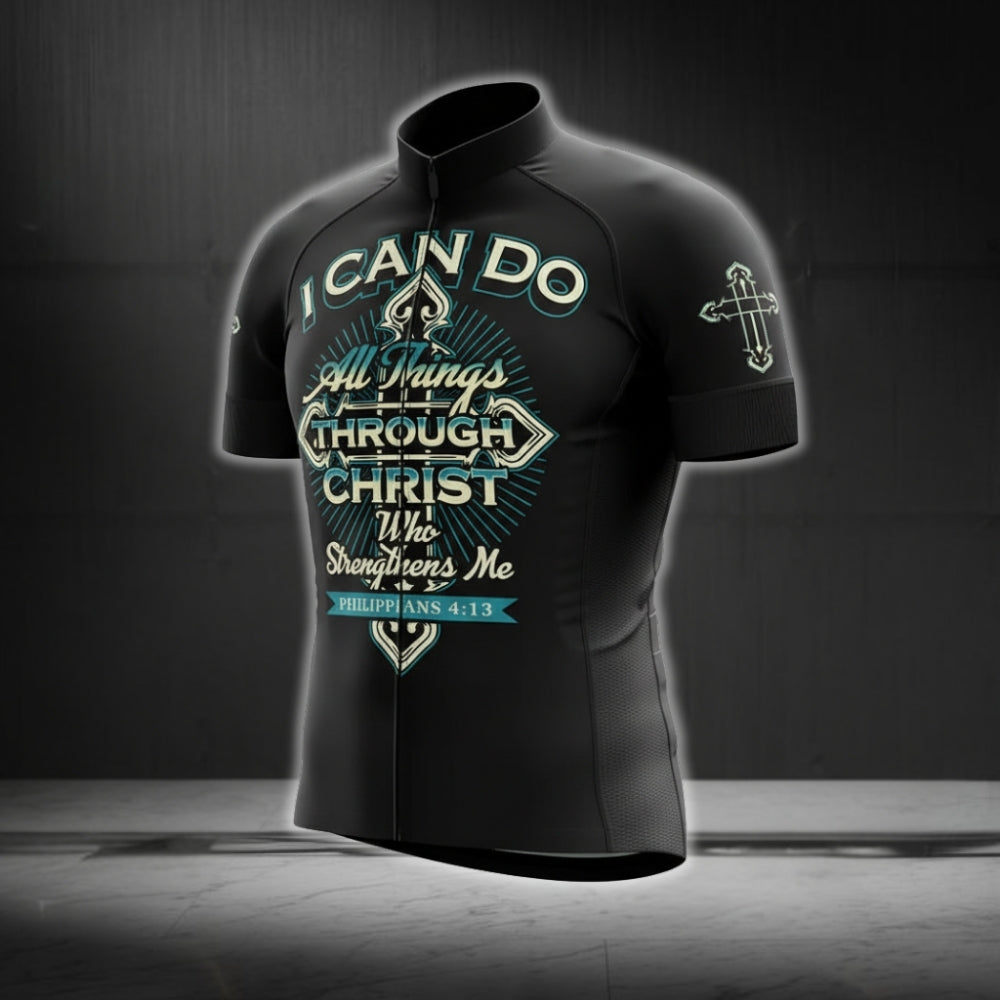 I Can Do All Things Through Christ Who Strengthens Me Cycling Short Sleeve Jersey For Men, Christian Cycling Jerseys CG0160