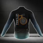 Let's Roll Long Sleeve Men's Cycling Jersey, Black And Cyan Cycling Jerseys CG0728