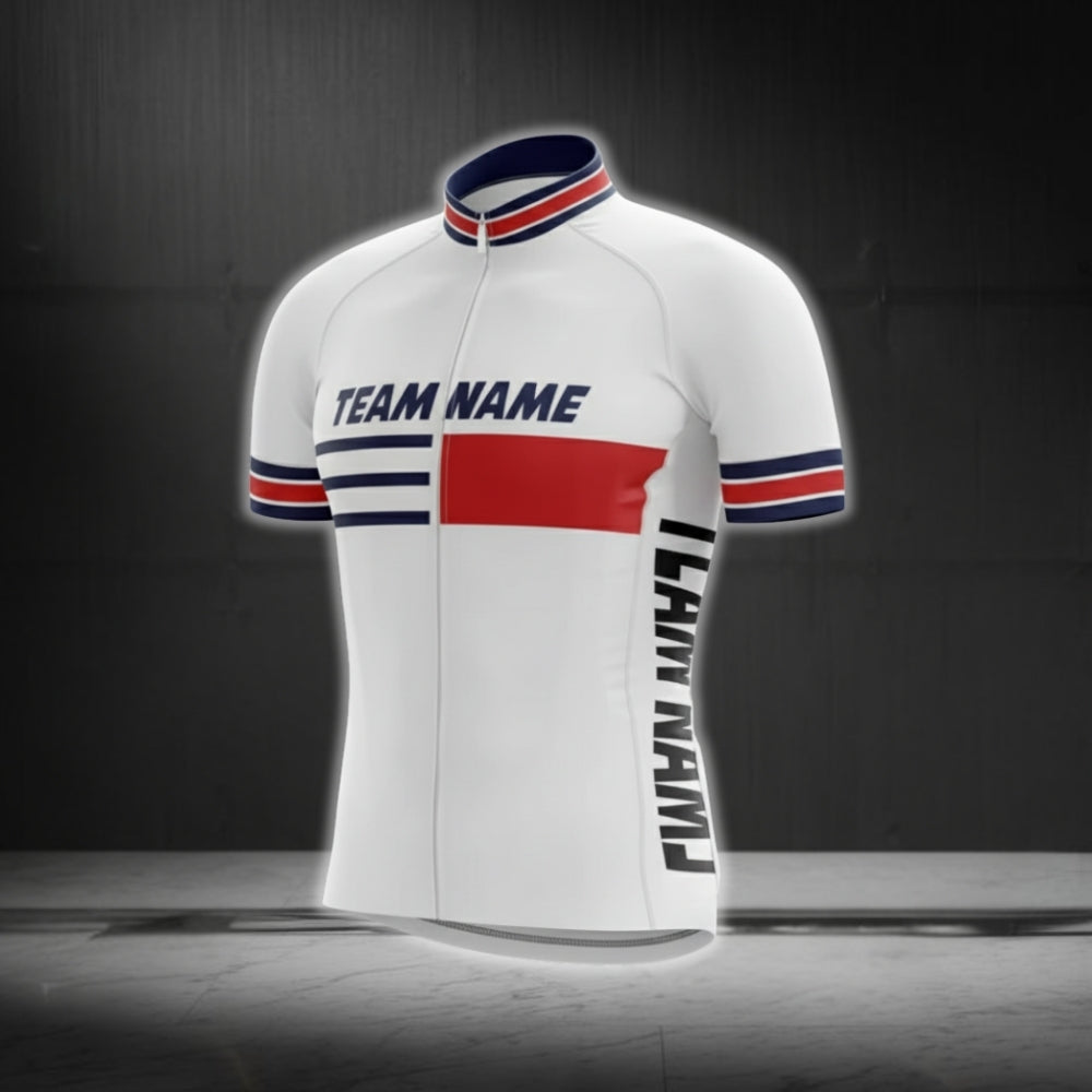 Custom Team White And Red Short Sleeve Cycling Jersey For Men, Custom Cycling Jerseys For Team CG0510