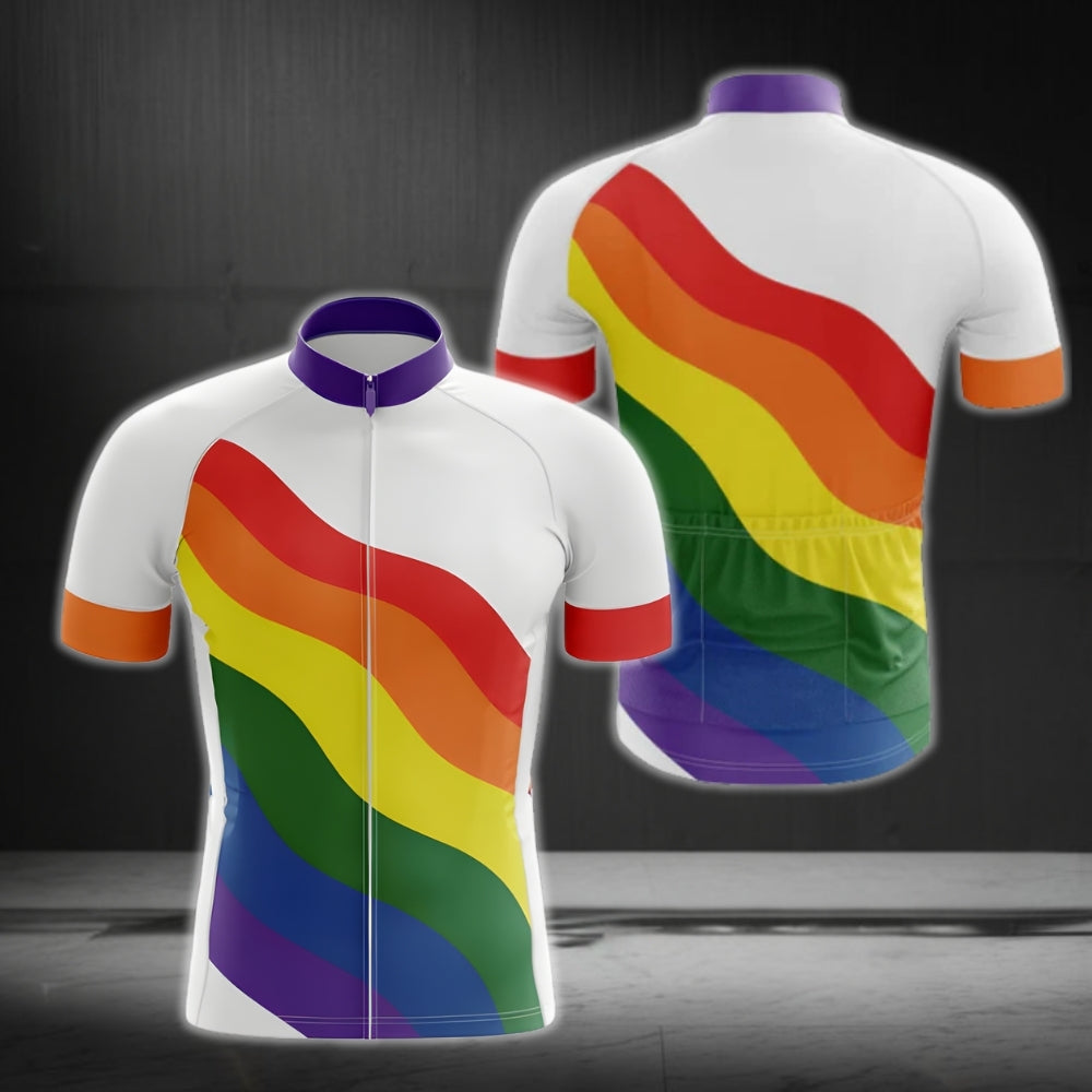 Rainbow Flag Cycling Short Sleeve Men's Jersey, LGBT Pride Cycling Jersey CG0013