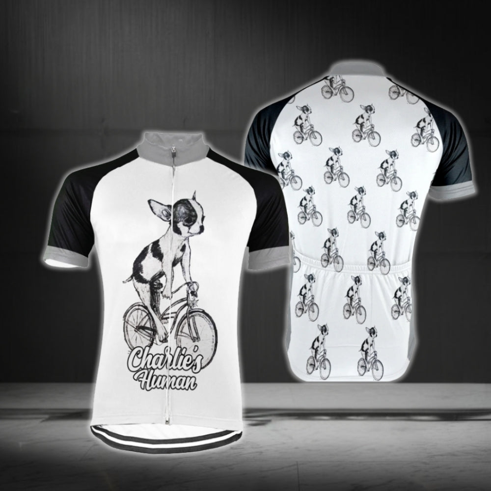 Chihuahua On Bicycle Custom Short Sleeve Cycling Jersey Mens, Custom Chihuahua Cycling Jersey CG0673