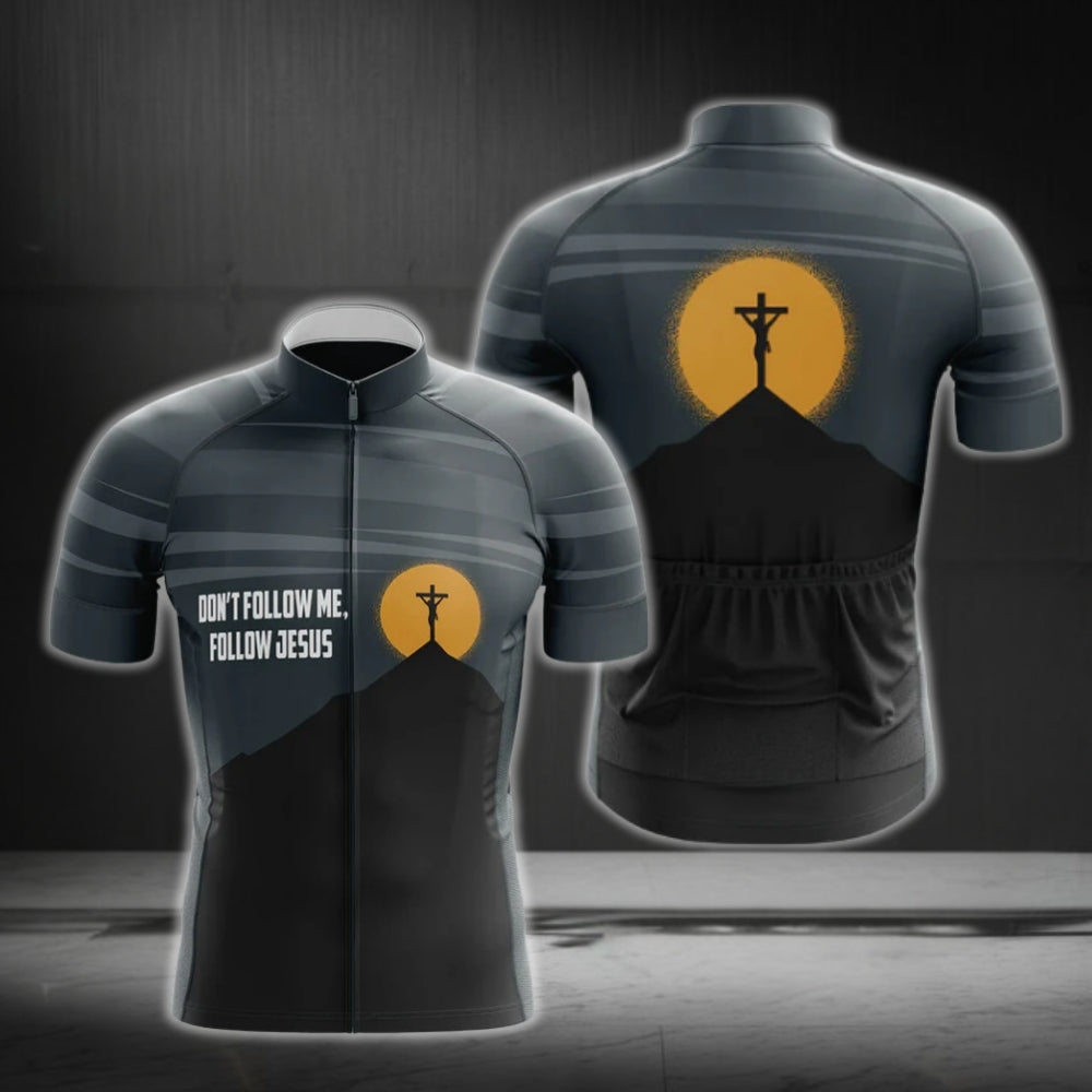 Don't Follow Me Follow Jesus Short Sleeve Cycling Jersey For Men, Christian Cycling Jerseys CG0161