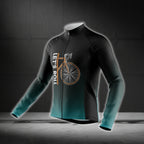 Let's Roll Long Sleeve Men's Cycling Jersey, Black And Cyan Cycling Jerseys CG0728