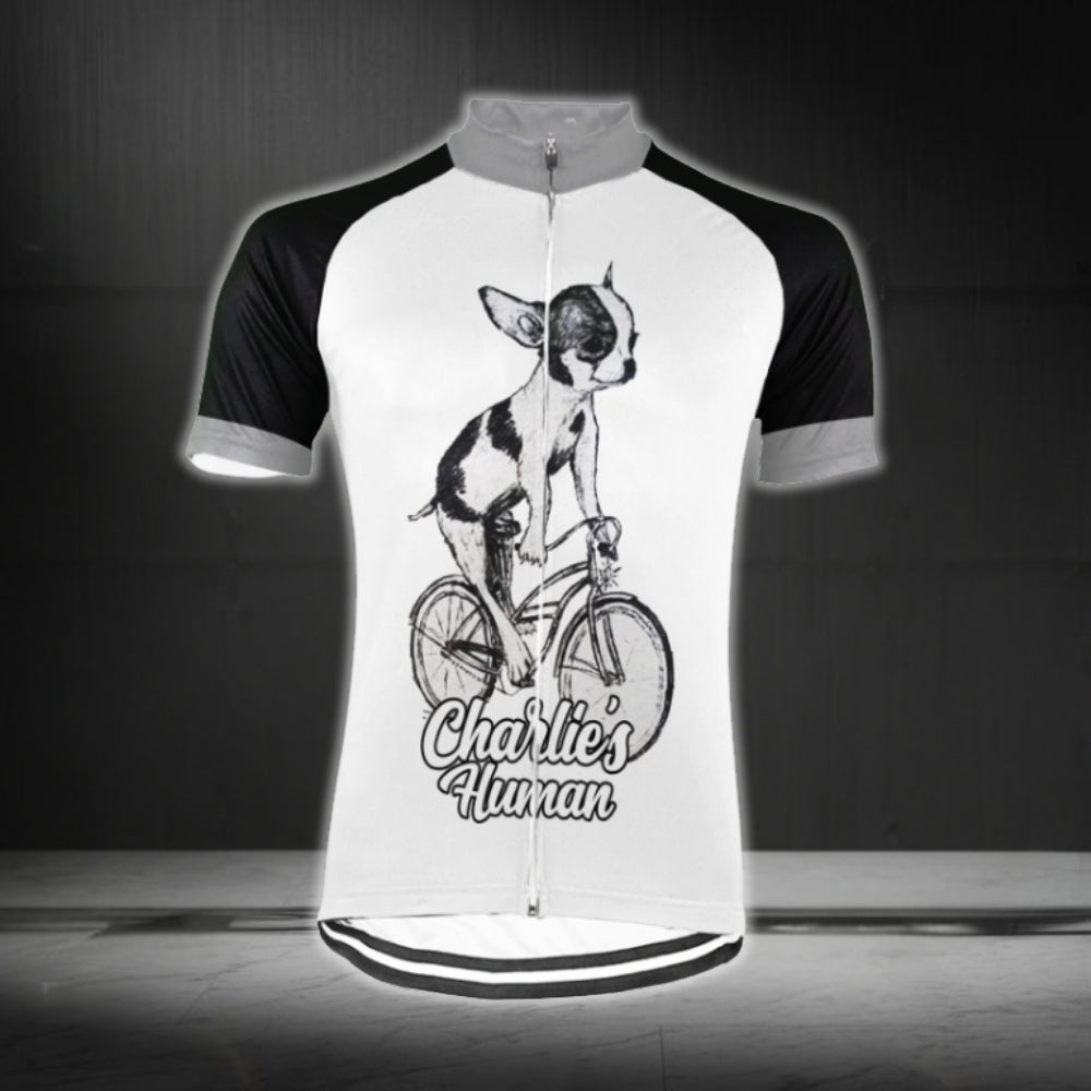 Chihuahua On Bicycle Custom Short Sleeve Cycling Jersey Mens, Custom Chihuahua Cycling Jersey CG0673