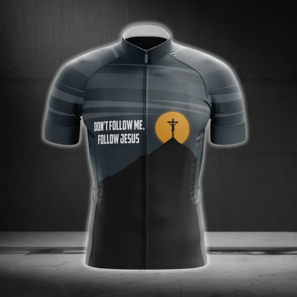 Don't Follow Me Follow Jesus Short Sleeve Cycling Jersey For Men, Christian Cycling Jerseys CG0161