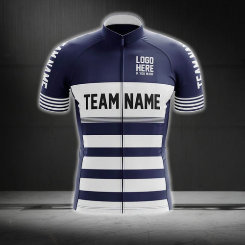Blue And White Custom Team Name Cycling Short Sleeve Men Jersey, Custom Cycling Jerseys CG0511