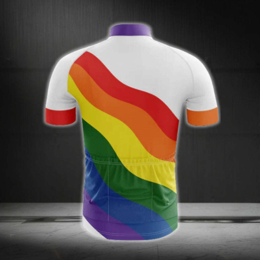 Rainbow Flag Cycling Short Sleeve Men's Jersey, LGBT Pride Cycling Jersey CG0013