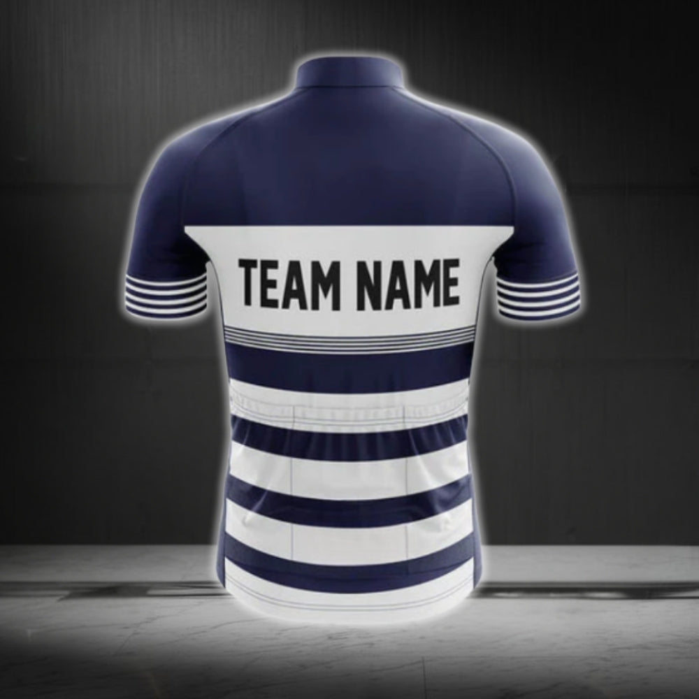 Blue And White Custom Team Name Cycling Short Sleeve Men Jersey, Custom Cycling Jerseys CG0511