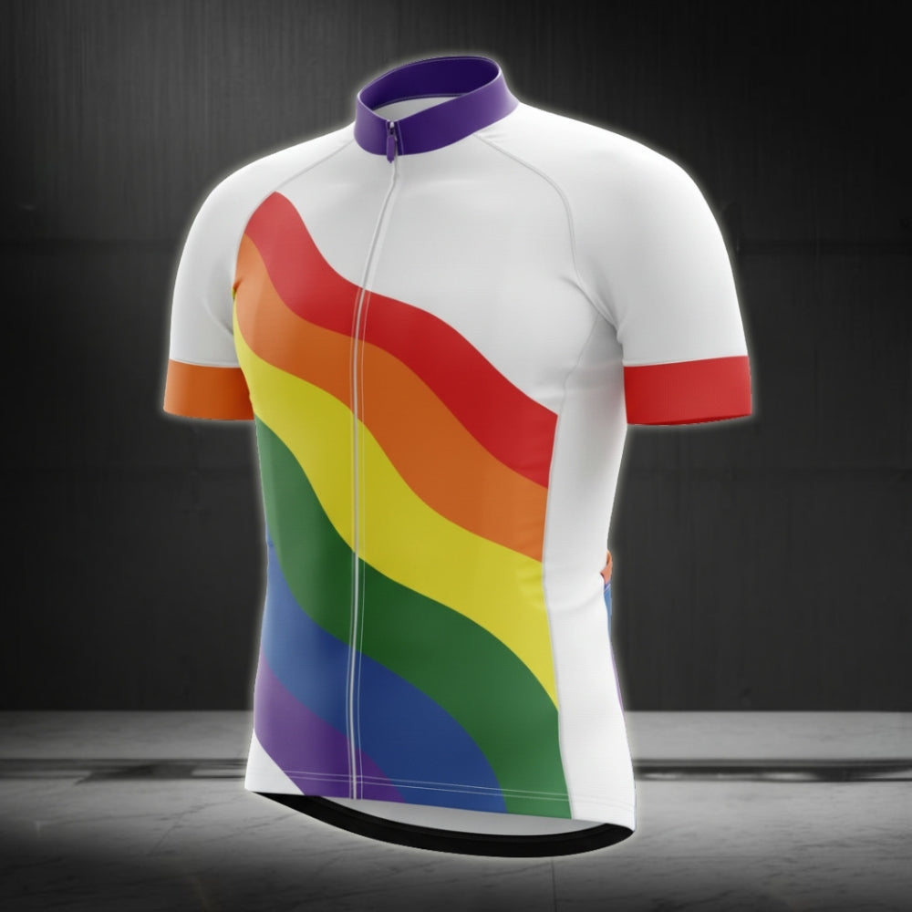 Rainbow Flag Cycling Short Sleeve Men's Jersey, LGBT Pride Cycling Jersey CG0013