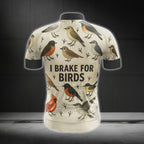 I Brake For Birds Cycling Short Sleeve Mens Jeresey, Birds Cycling Jerseys For Animal Lovers CG0387