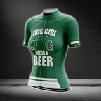 This Girl Needs A Beer Green Cycling Short Sleeve Jersey For Women, Women's Beer Cycling Jersey CG0287