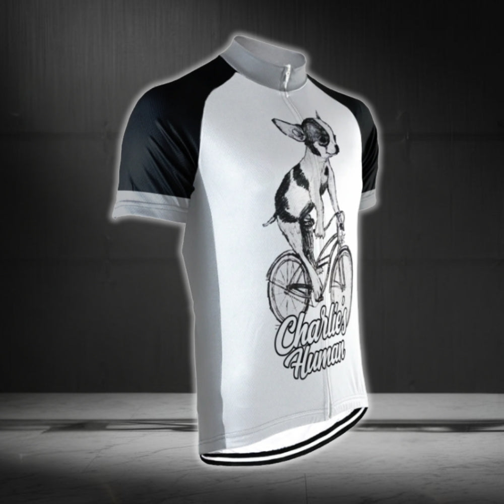 Chihuahua On Bicycle Custom Short Sleeve Cycling Jersey Mens, Custom Chihuahua Cycling Jersey CG0673