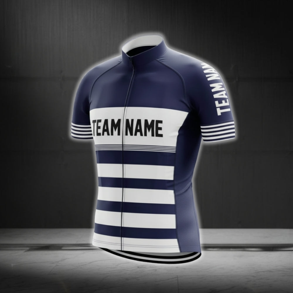 Blue And White Custom Team Name Cycling Short Sleeve Men Jersey, Custom Cycling Jerseys CG0511