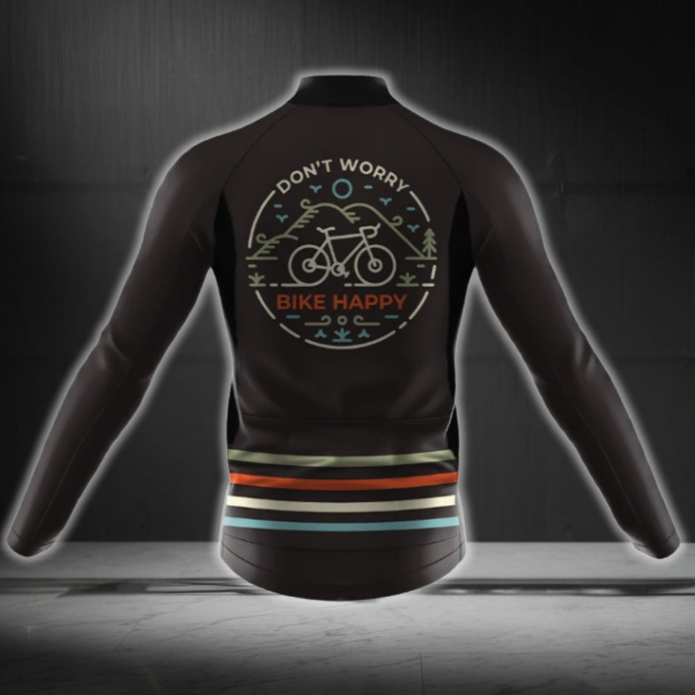 Don't Worry Bike Happy Long Sleeve Cycling Men Jersey, Funny Cycling Jersey CG0732