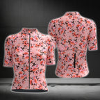 Women's Pink Flowers Cycling Short Sleeve Jersey, Floral Cycling Jersey For Women CG0674