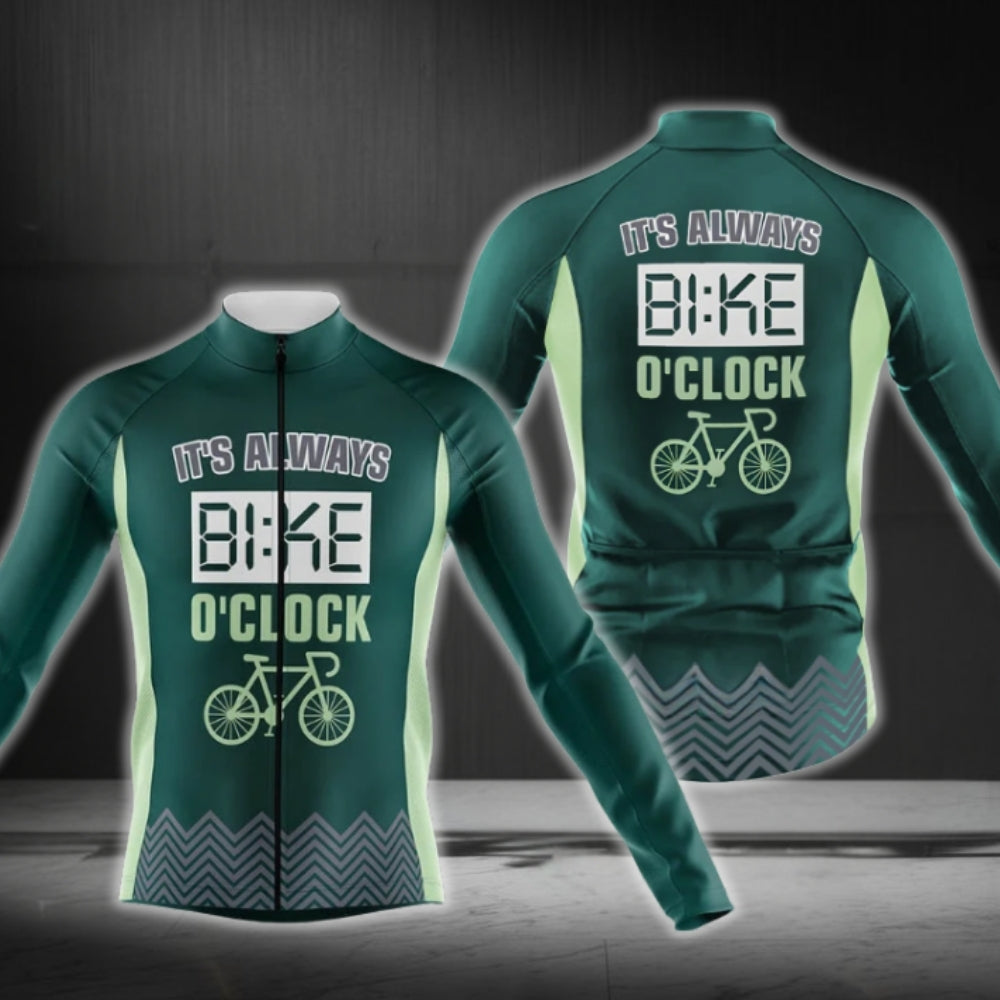 It's Always Bike O'clock Long Sleeve Cycling Jersey For Men, Funny Cycling Jerseys CG0733