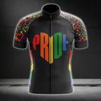Rainbow Pride Heart Cycling Short Sleeve Jersey For Mens, LGBT Pride Cycling Jerseys CG0014