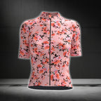 Women's Pink Flowers Cycling Short Sleeve Jersey, Floral Cycling Jersey For Women CG0674