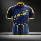 Custom Navy Yellow Cycling Team Short Sleeve Jersey For Men, Custom Navy Cycling Jerseys CG0512