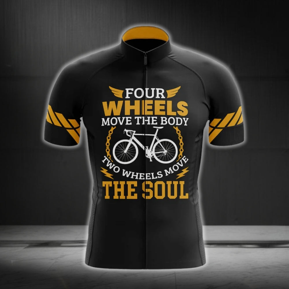Four Wheels Move The Body Two Wheels Move The Soul Men's Cycling Short Sleeeve Jersey, Cycling Jerseys For Mens CG0162