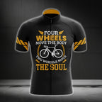 Four Wheels Move The Body Two Wheels Move The Soul Men's Cycling Short Sleeeve Jersey, Cycling Jerseys For Mens CG0162