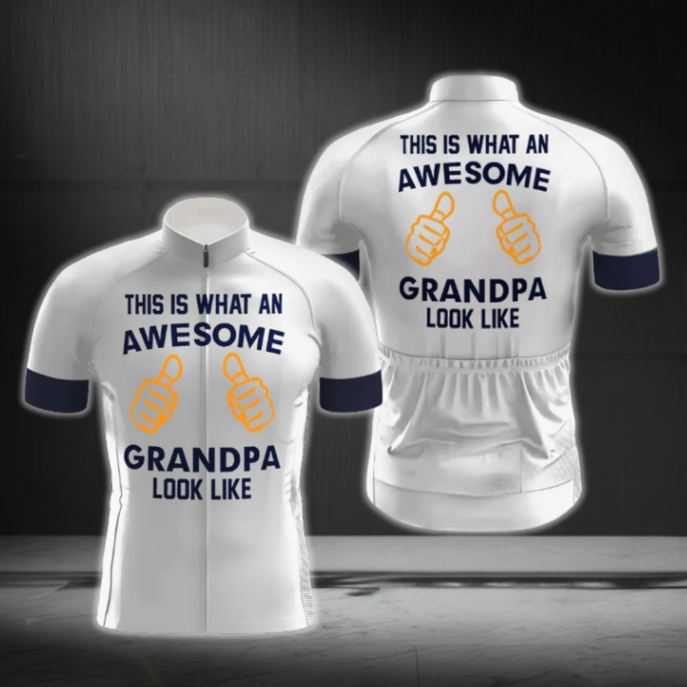 This Is An Awesome Grandpa Look Like Men's Short Sleeve Cycling Jerssey, Grandpa Cycling Jerseys CG0388
