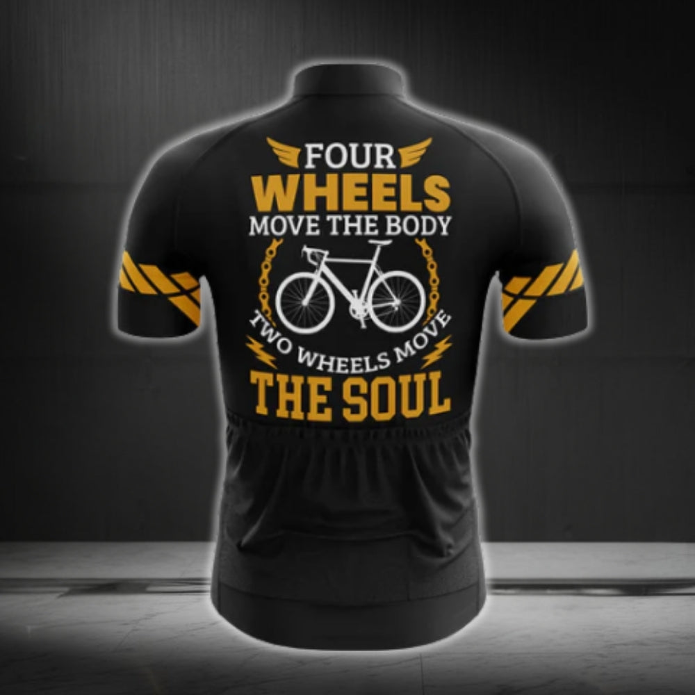 Four Wheels Move The Body Two Wheels Move The Soul Men's Cycling Short Sleeeve Jersey, Cycling Jerseys For Mens CG0162