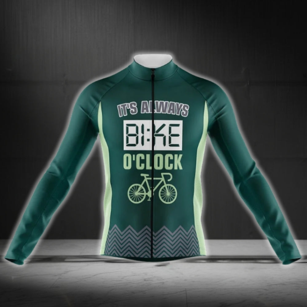 It's Always Bike O'clock Long Sleeve Cycling Jersey For Men, Funny Cycling Jerseys CG0733