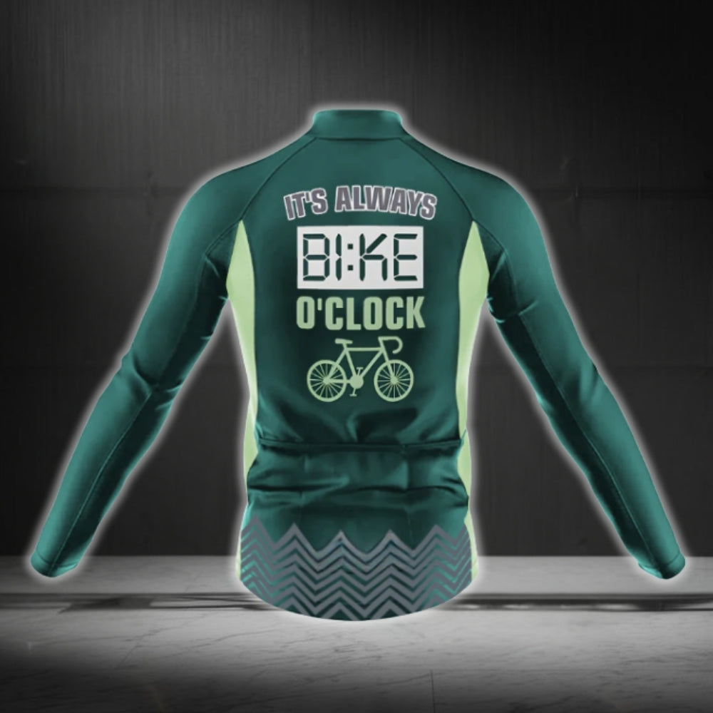 It's Always Bike O'clock Long Sleeve Cycling Jersey For Men, Funny Cycling Jerseys CG0733