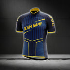 Custom Navy Yellow Cycling Team Short Sleeve Jersey For Men, Custom Navy Cycling Jerseys CG0512