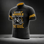 Four Wheels Move The Body Two Wheels Move The Soul Men's Cycling Short Sleeeve Jersey, Cycling Jerseys For Mens CG0162