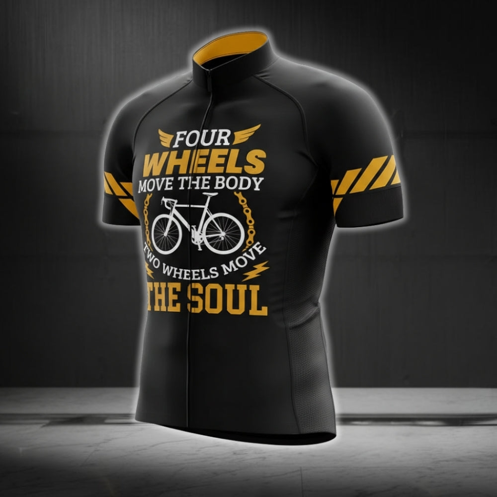 Four Wheels Move The Body Two Wheels Move The Soul Men's Cycling Short Sleeeve Jersey, Cycling Jerseys For Mens CG0162
