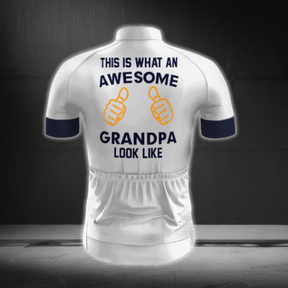 This Is An Awesome Grandpa Look Like Men's Short Sleeve Cycling Jerssey, Grandpa Cycling Jerseys CG0388